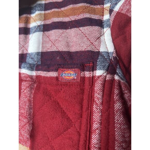 NWT Dickies Plaid Flannel Hooded Shirt Jacket Sz XS Womens Red Western Boho - Picture 4 of 14
